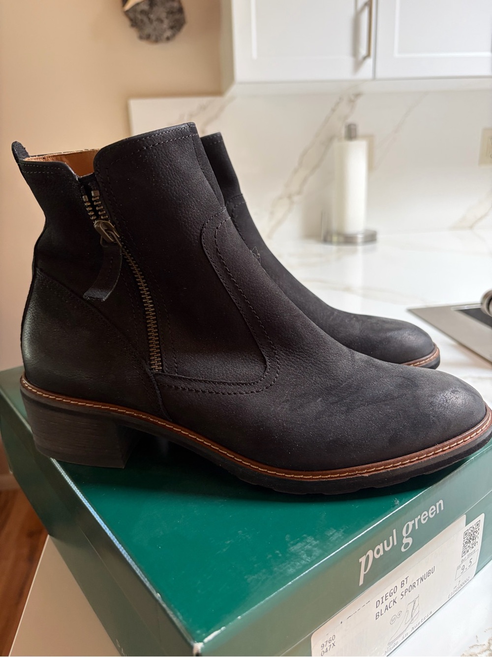 Paul Green Black Suede Side-Zip Ankle Booties